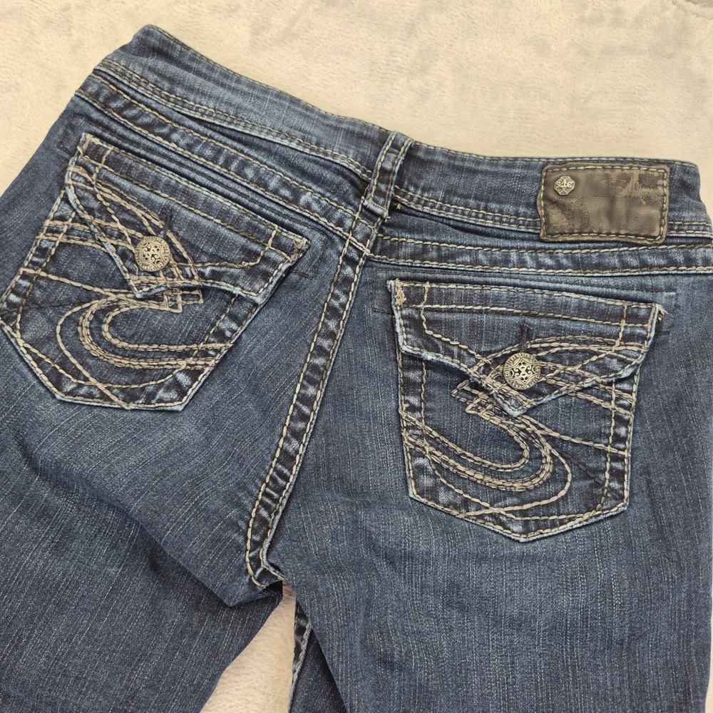 Silver Jeans Co Suki Surplus Bootcut Jeans Dark Flap Contrast Stitch 28 (30) Mid